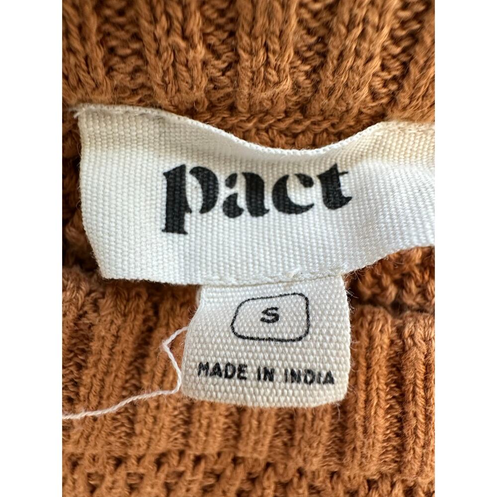 Pact Honeycomb Knit Crew Sweater Camel Size Small 100% Cotton - Picture 4 of 8